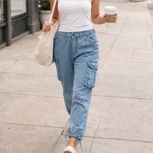 Love Tree Light Blue Cargo Joggers